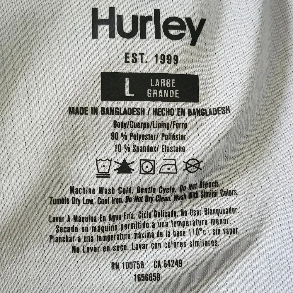 Hurley Lined Swim Trunks Mens Large Tropical‎ Palm Leaf Print Green Cream Shorts
